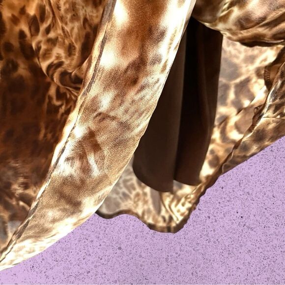 90s vintage maxi leopard print skirt chiffon - Picture 3 of 9